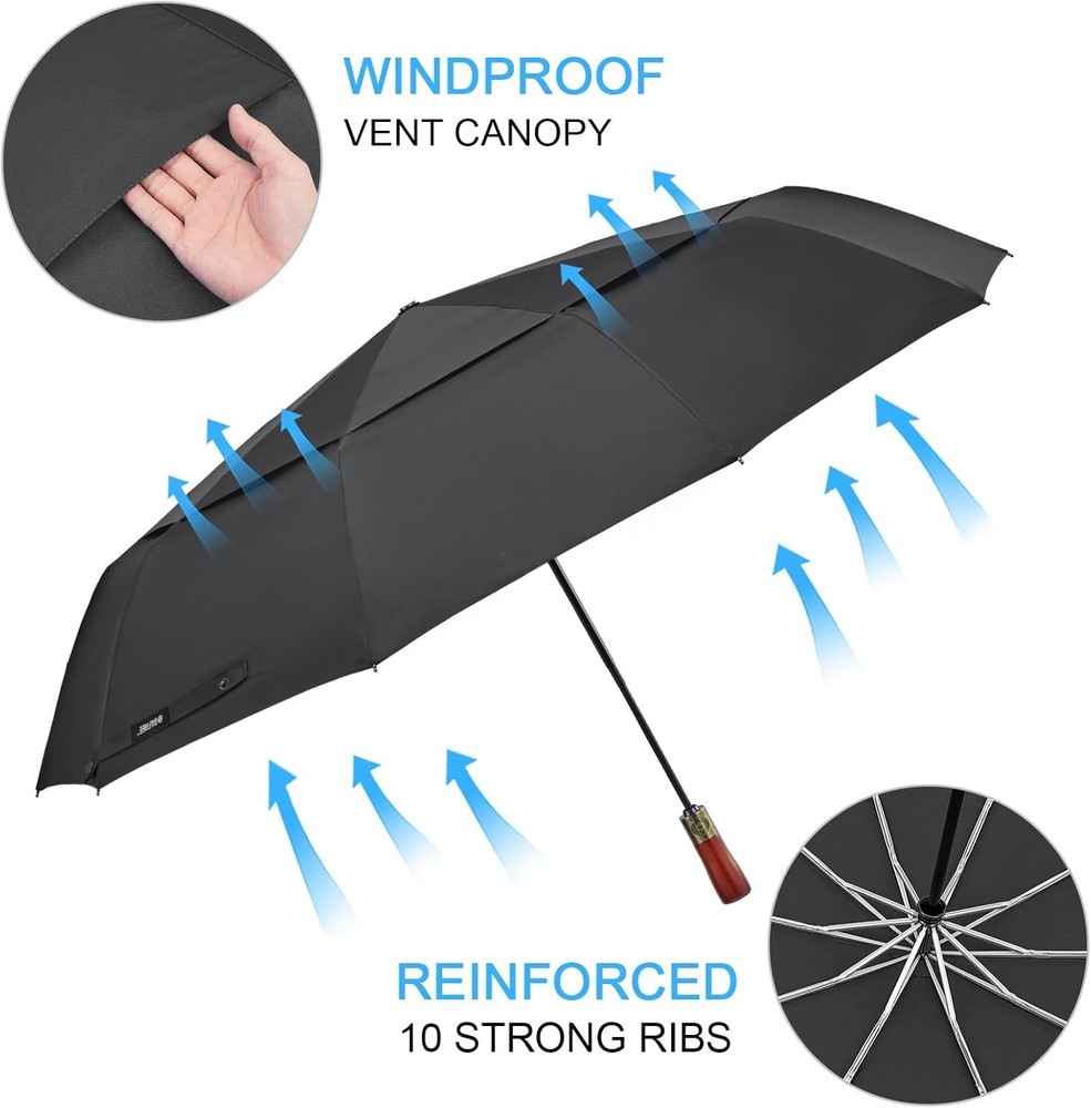 54 Inch Large Compact Windproof Golf Umbrella for Rain Oversized Auto Open Close