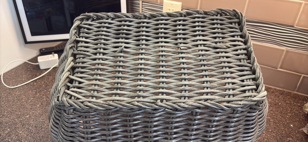 Gray Wicker Basket With Handles