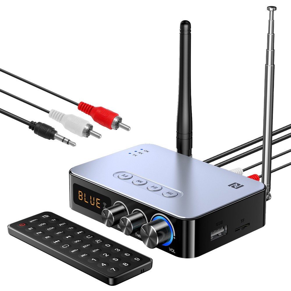 98ft Long Range 5.1 Bluetooth Audio Transmitter Receiver NFC Cordless Adapter