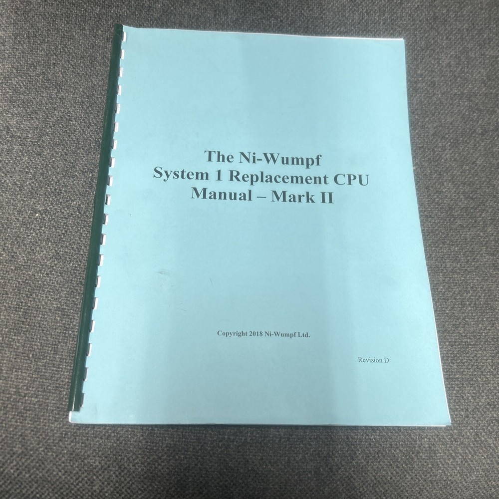 Ni-Wumpf SYSTEM 1 REPLACEMENT CPU Manual - good used original