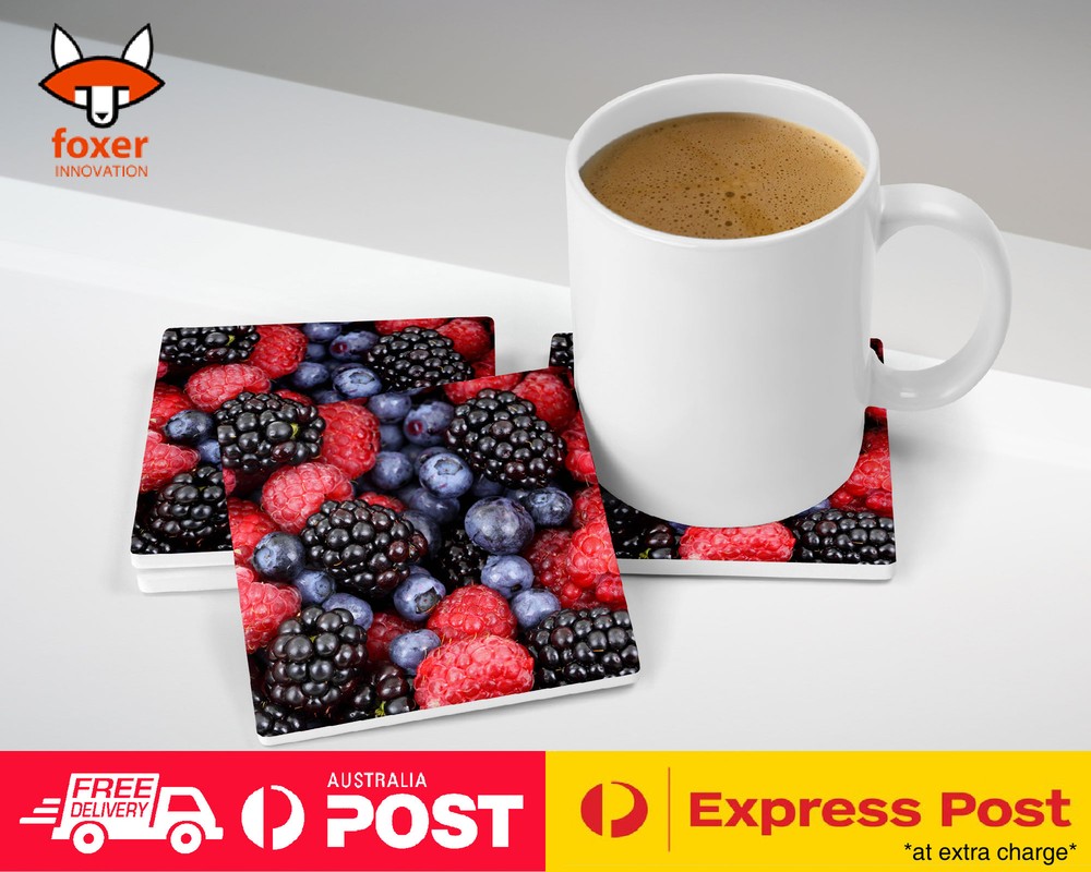 COASTER COFFEE DRINKING MAT|RASPBERRY BLACKBERRYBLUEBERRY