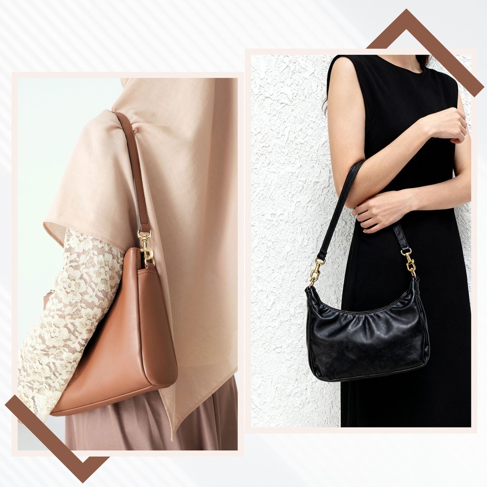 22.8" Leather Purse Strap, Purse Handle Replacement, Brown/Silver