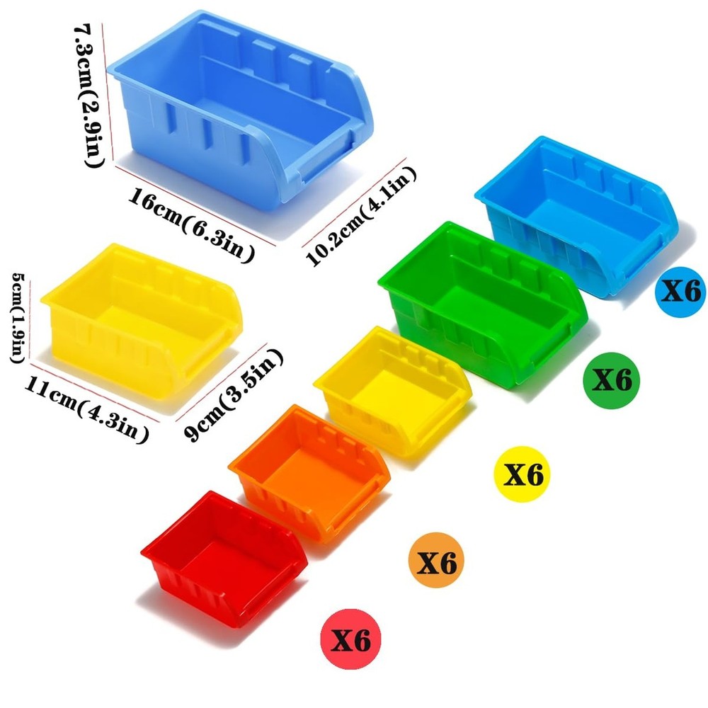 30-Bin Wall Mounted Storage Bins Kit, Tool Organizer Rack, Garage Hardware Or...