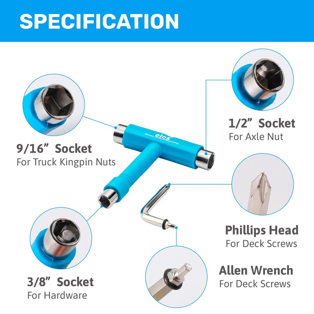 Skateboard Tool w/ Philips Key for all skateboard, roller skate