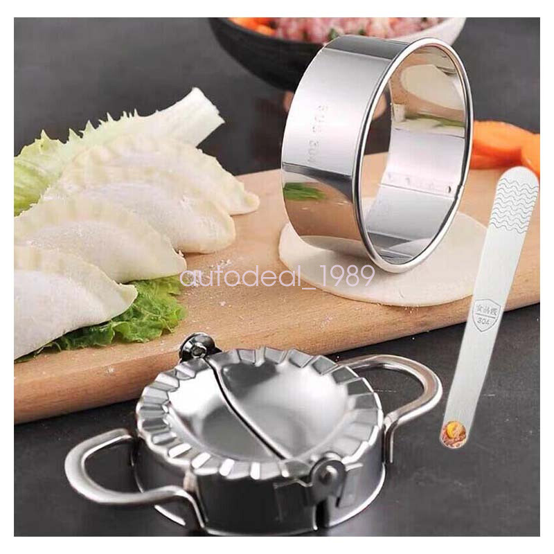 3pcs Dumpling Mould Press Cutter Mold Spoon Kit for Making Calzone Empanadas Pie