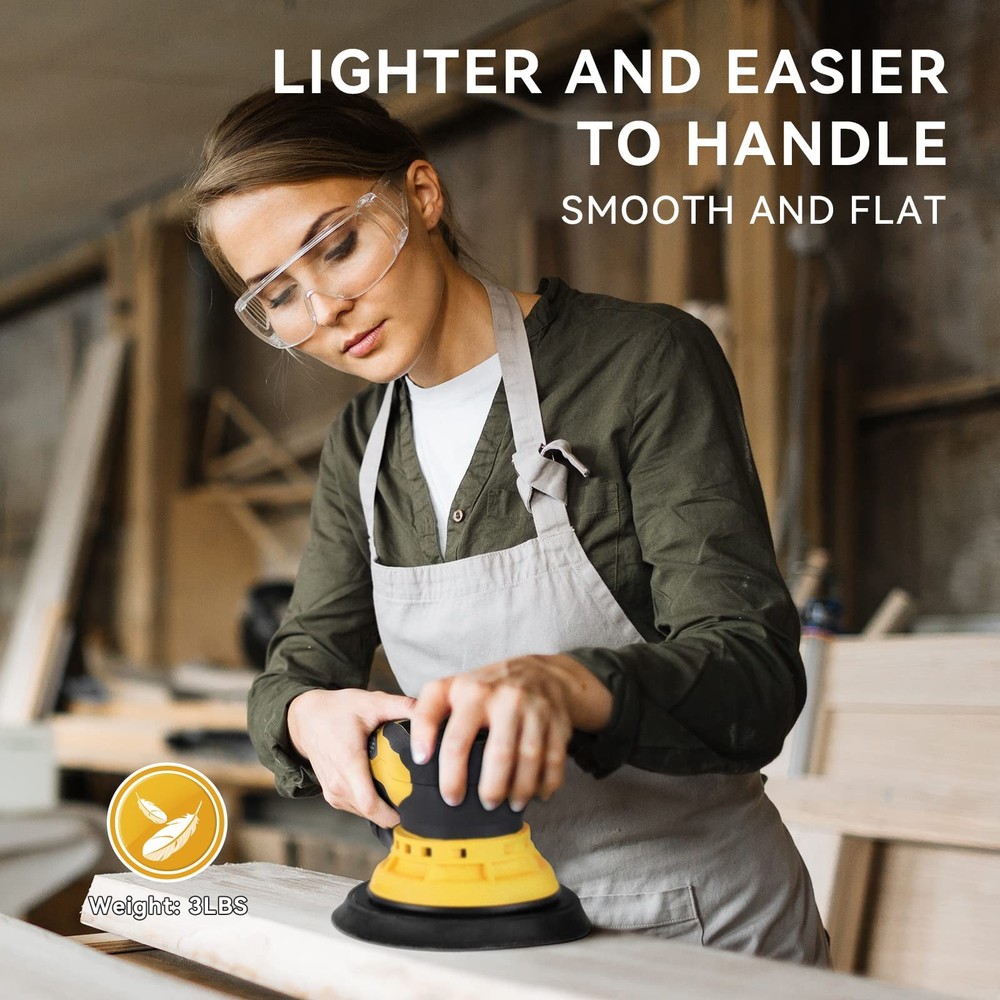 Electric Random Orbital Sander Brushless 350W 3A Multi-function Variable Spee...