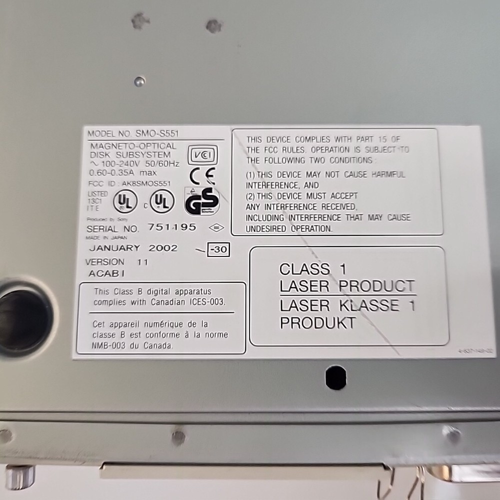 SMO-S551 External Magneto Optical Drive (Untested )