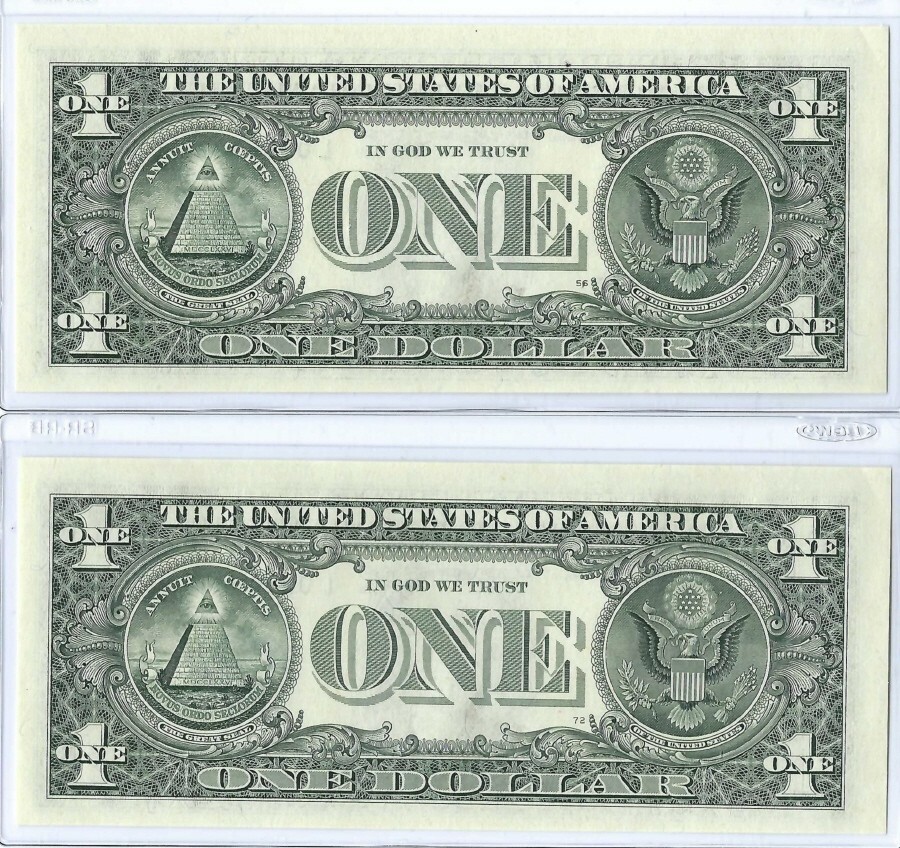 2 consecutive STAR Serial #'s L00349839 * & 40 * - 2003 $1 FRN's - 3 ERRORS EACH