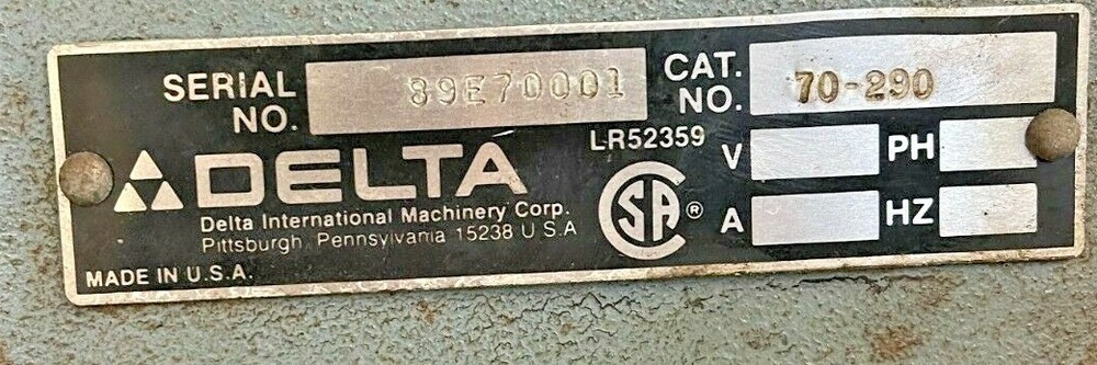 DELTA DRILL PRESS MODEL 20 70-290