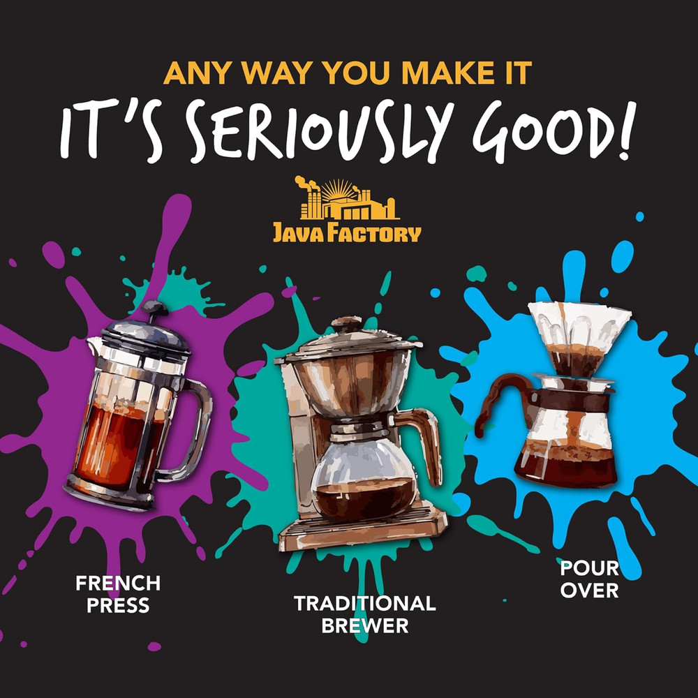 Java Factory High Caffeine Ground Coffee, Da Bomb Dark Roast, Double Caffeinated