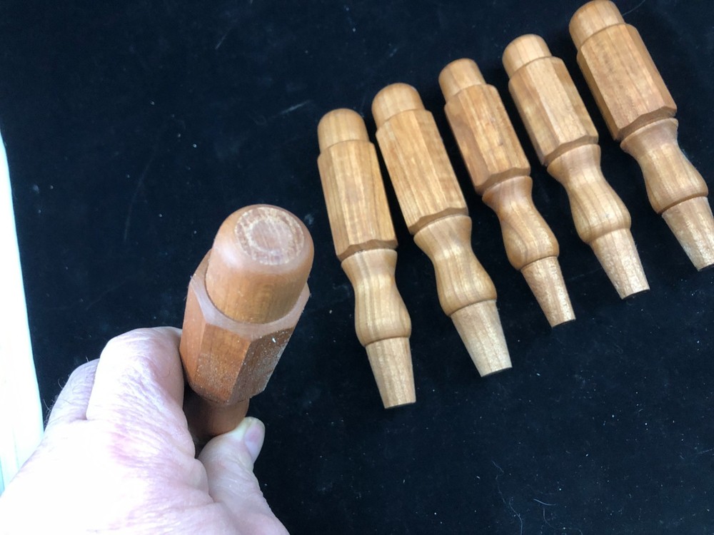 6 PC CHERRY SOCKET CHISEL HANDLES -LONDON PATTERN-