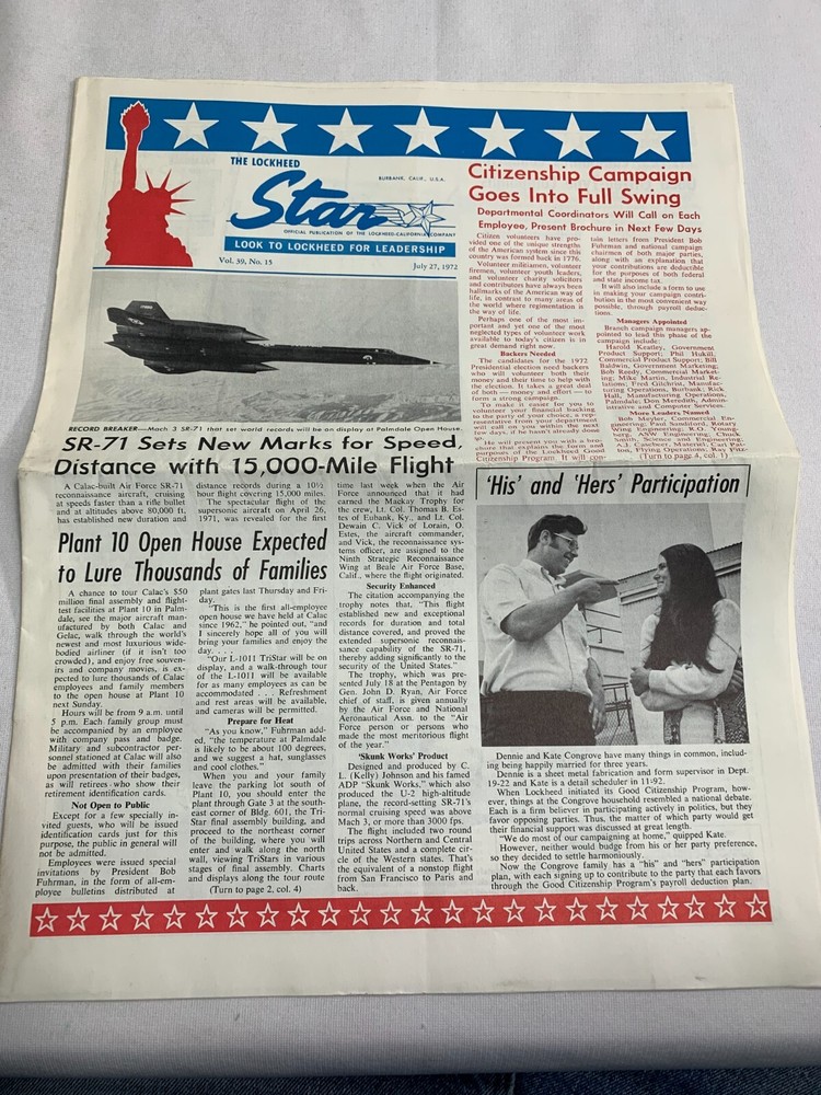 THE LOCKHEED STAR NEWSPAPER, July 27, 1972 --- 8 Page