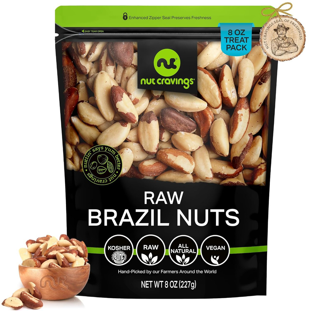 NUT CRAVINGS - Raw Brazil Nuts, Unsalted, No Shell, Whole, (8Oz - 1 Pack) Bulk