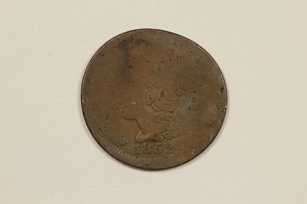 1852 Braided Hair Large Cent Brockage Error