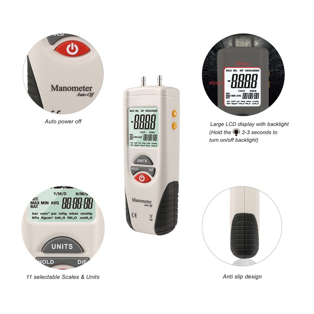 Hti-Xintai Digital Manometer, Dual Port