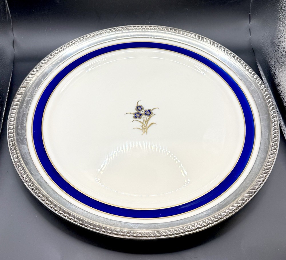 Lenox Sterling Silver Gorham Large Serving Dish 14 Inch Platter Ceramic
