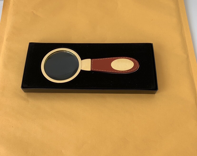 Magnifying Glass Hand Held Leather/Brass New In Box