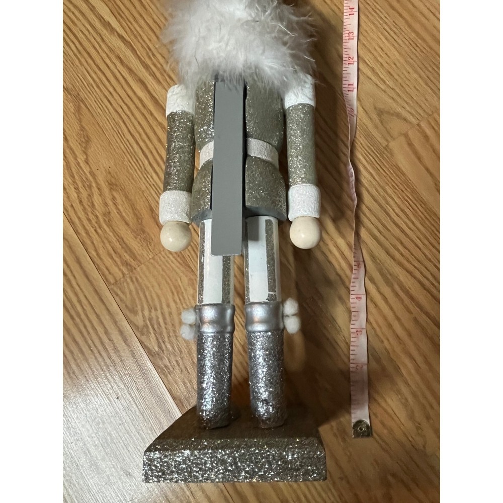 Silver Glitter Nutcracker Soldier Decoration 14"