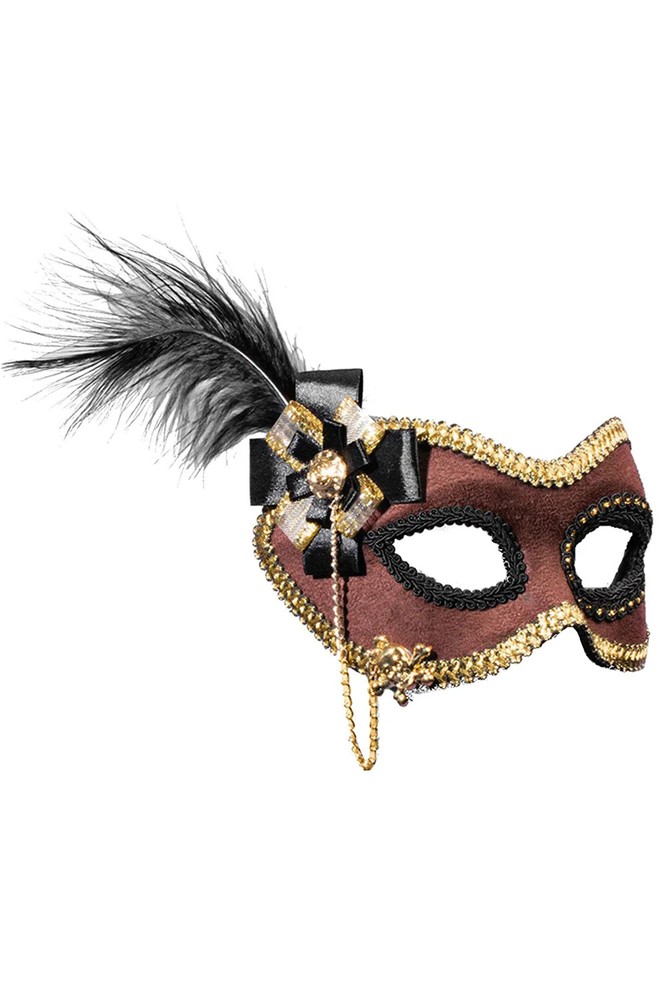 Brown Suede Masquerade Mask