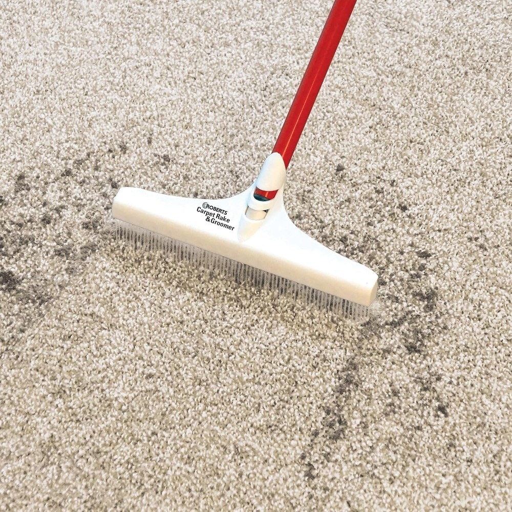 Professional Carpet Rake - 12" Wide Head, Nylon Bristles