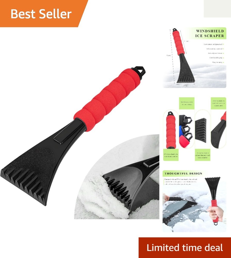 Compact Triangular Blade Ice Scraper with EVA Grip - Essential Winter Car Tool