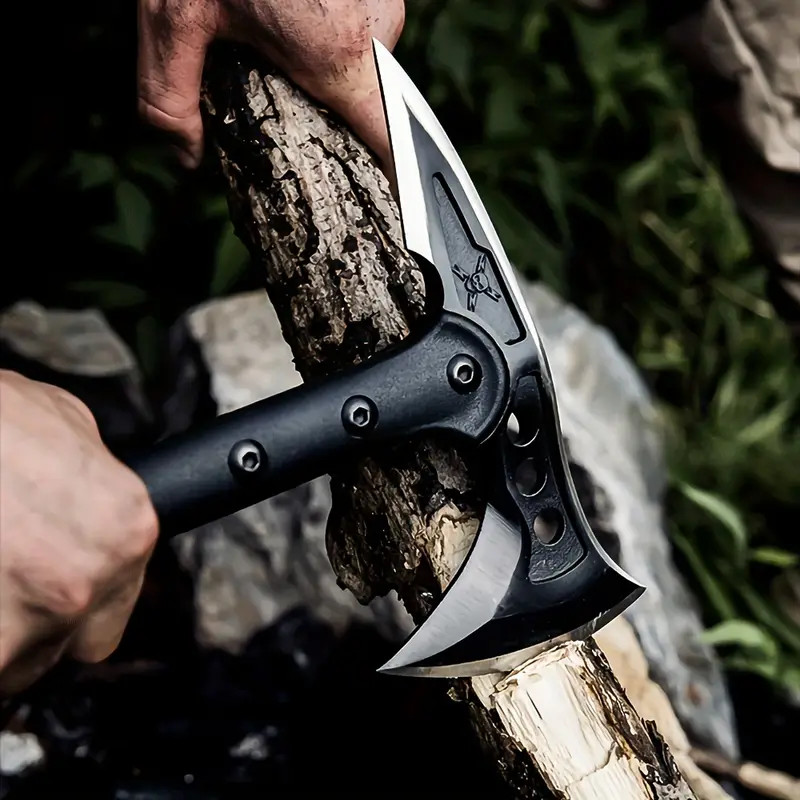 Camping Axe, Survival Throwing Hatchet with Sheath, Tactical Tomahawk with Spike