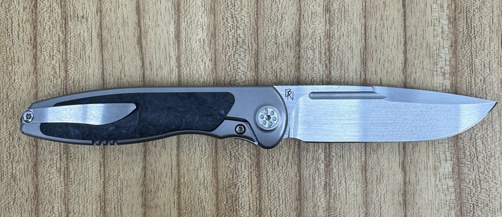 SharpByDesign Mini Tempest Titanium / Blue CF Inlay – Satin Blade – w/ Box