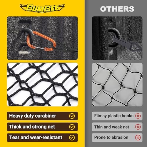 Envelope Style Trunk Cargo Net Compatible with Chevy Silverado 2013-2024