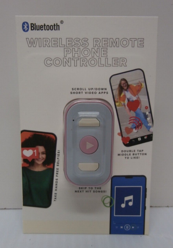 Vivitar Wireless Remote Phone Controller - Bluetooth - Pink/White - NEW