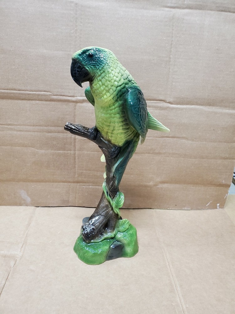 17" Ceramic Bird On Perch Airbrushed Figurine