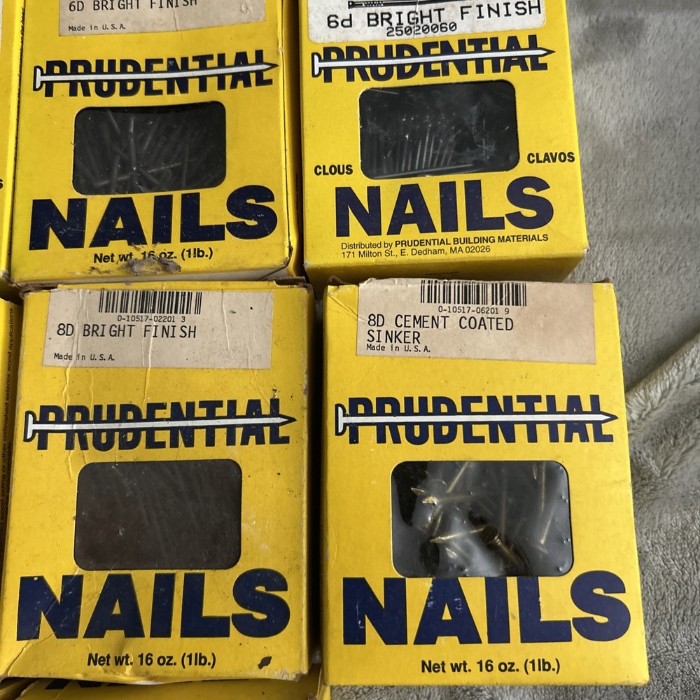 10 boxes Vintage Prudential Common Nails Partial Boxes 4D to 10D