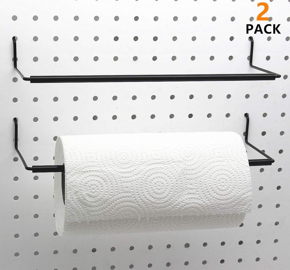 Rust-Resistant Wall-Mounted Paper Towel Holder for Standard Pegboards - 2 PCS