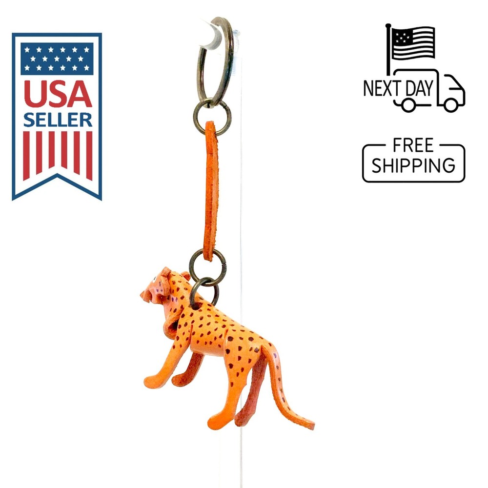 Cheetah Handmade Leather Keyring