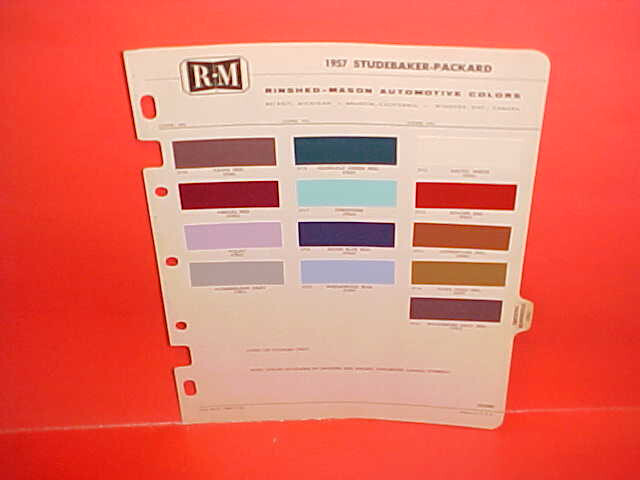 1957 STUDEBAKER PACKARD CLIPPER HAWK CHAMPION COMMANDER PRESIDENT PAINT CHIPS RM