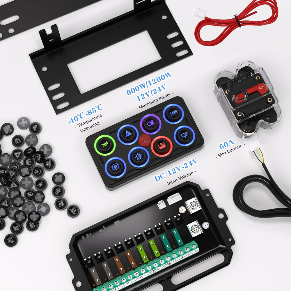 Switch Panel Upgraded Multicolored Toggle Momentary Pulse Switch Panel,Electroni