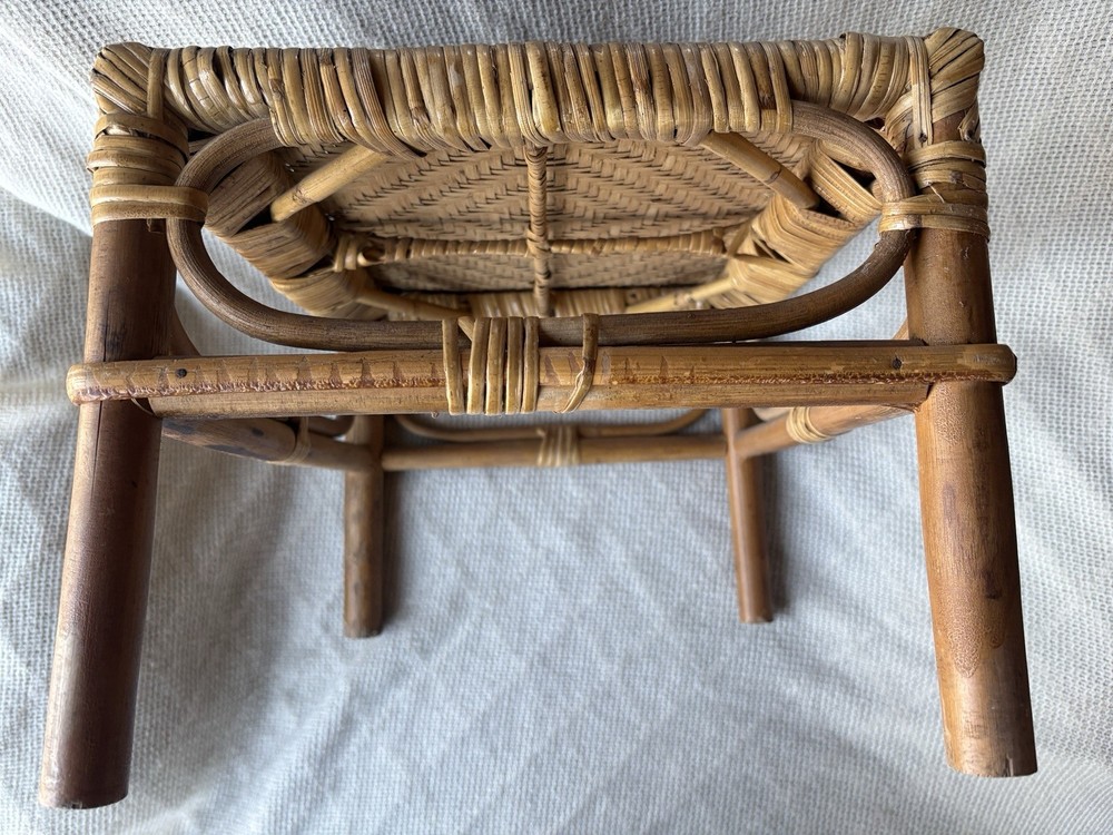 Vintage Bamboo & Rattan Footstool