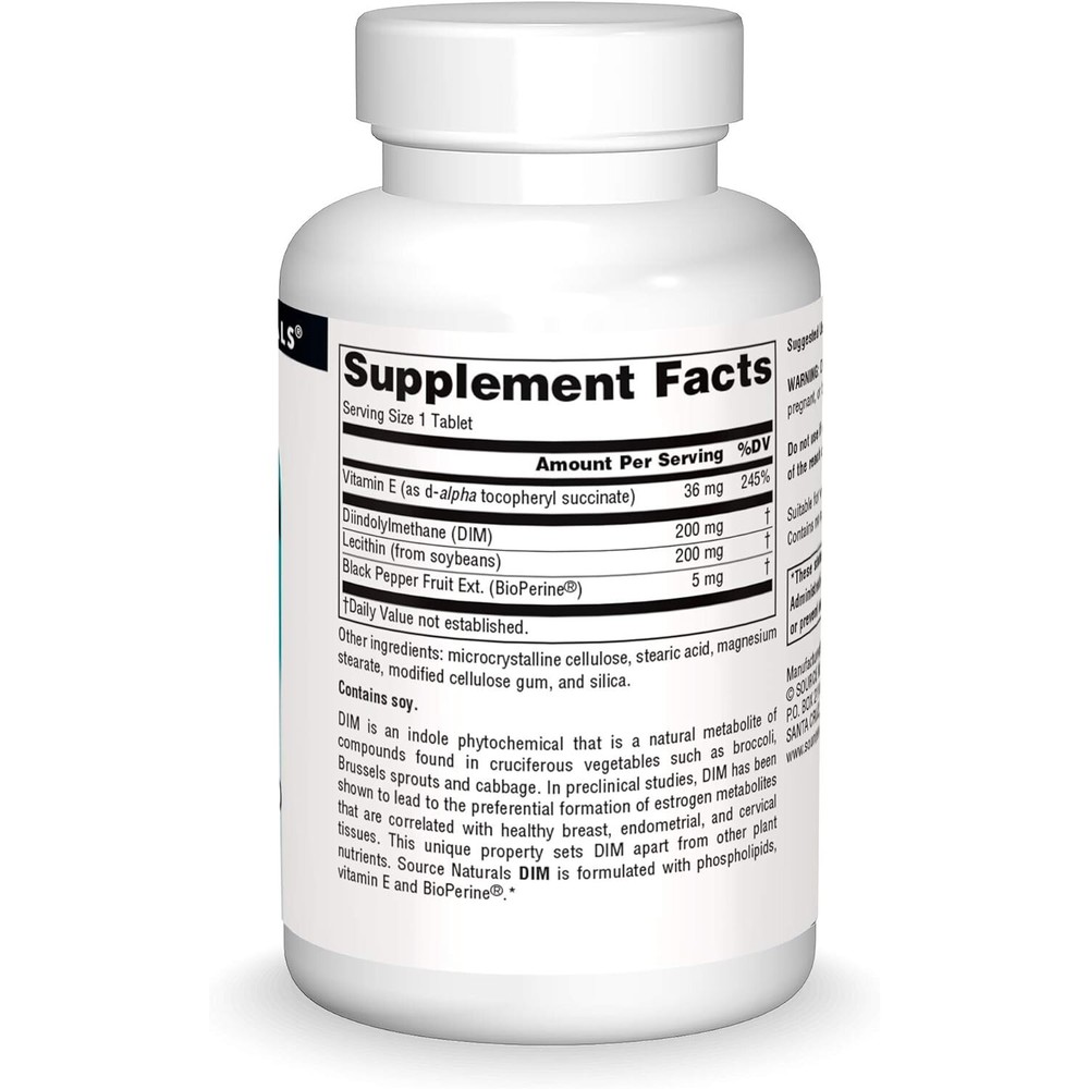 Source Naturals DIM, 200 mg, 60 Tablets