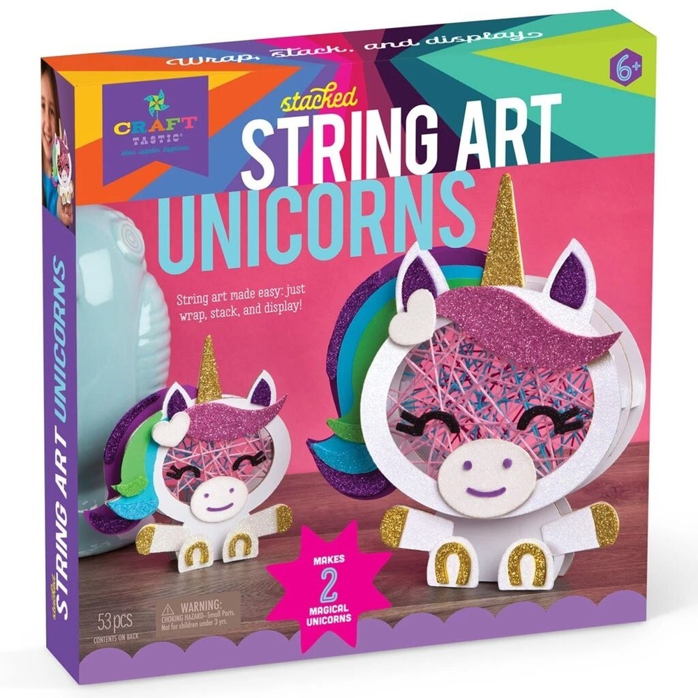 Craft-tastic Stacked String Art Unicorns