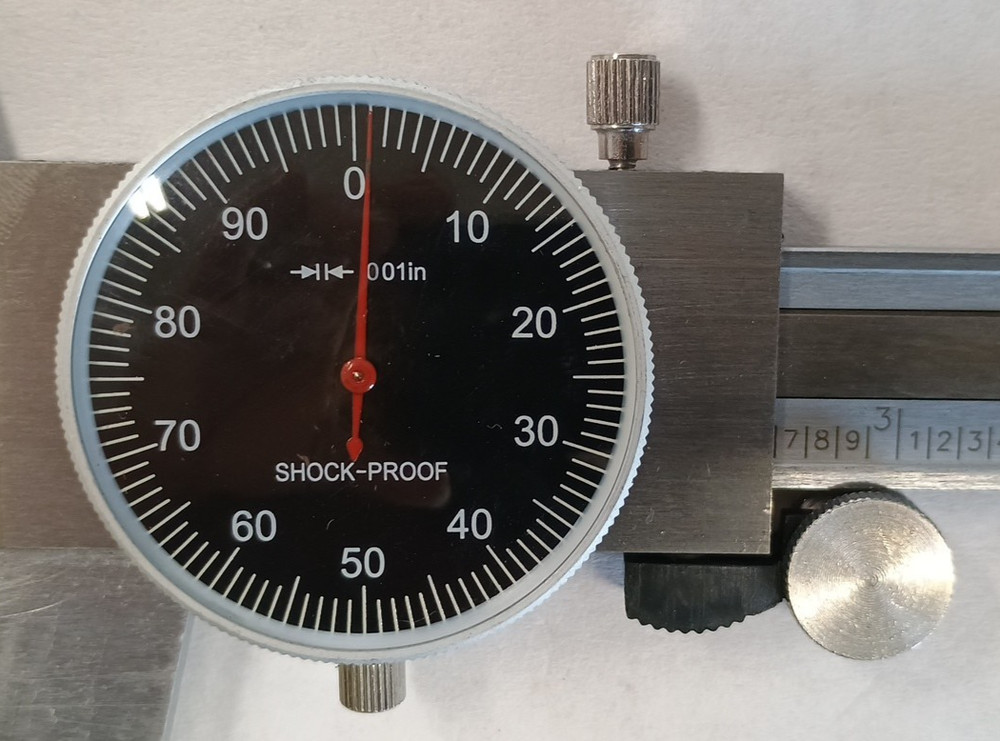 12" Black Face Red Needle Caliper 0-12"