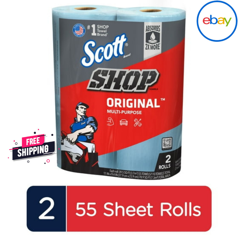 SCOTT Professional Multi Purpose Shop Paper Towels 55 Sheets Roll 2 Rolls