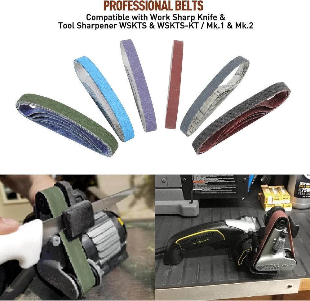 30 Pcs 1/2" x 12" Replacement Sharpening Belt Kit for Official Work Sharp Kni...