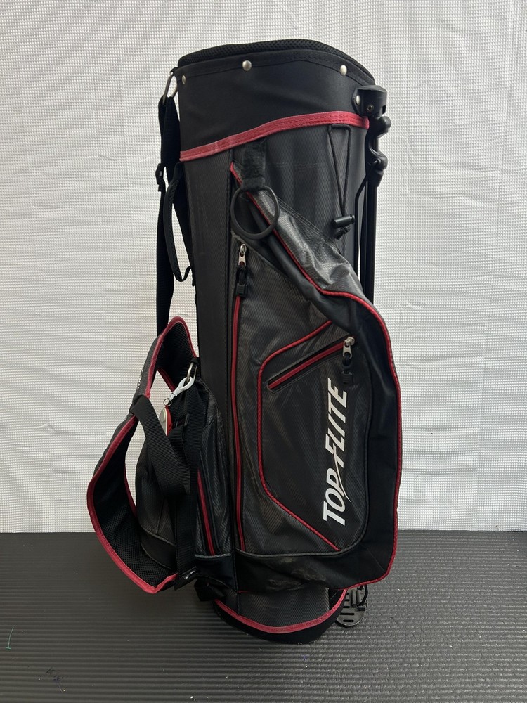 Top Flite Golf Stand Bag Large Black 4 Way Divider 4 Pockets Polyester