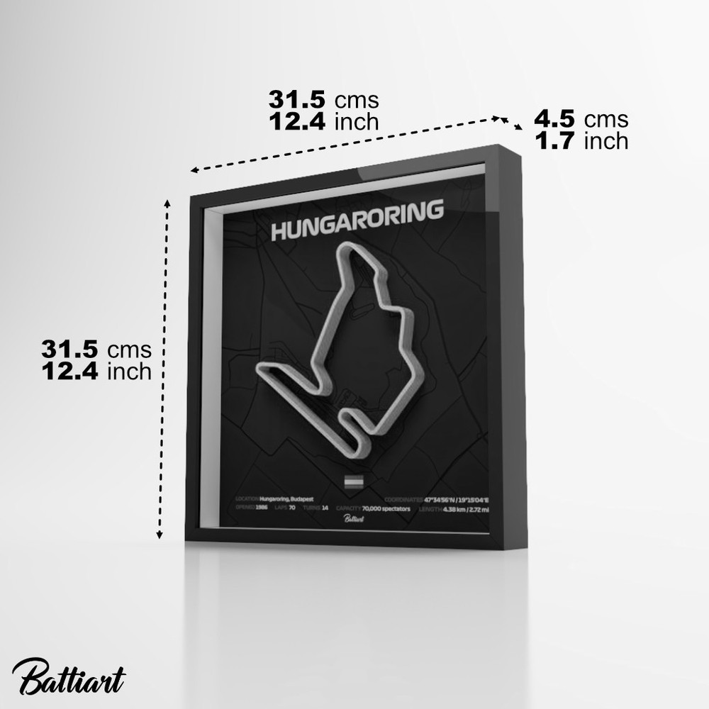 Hungaroring Budapest 3D Shadow Box – Minimalist Formula One Wall Art