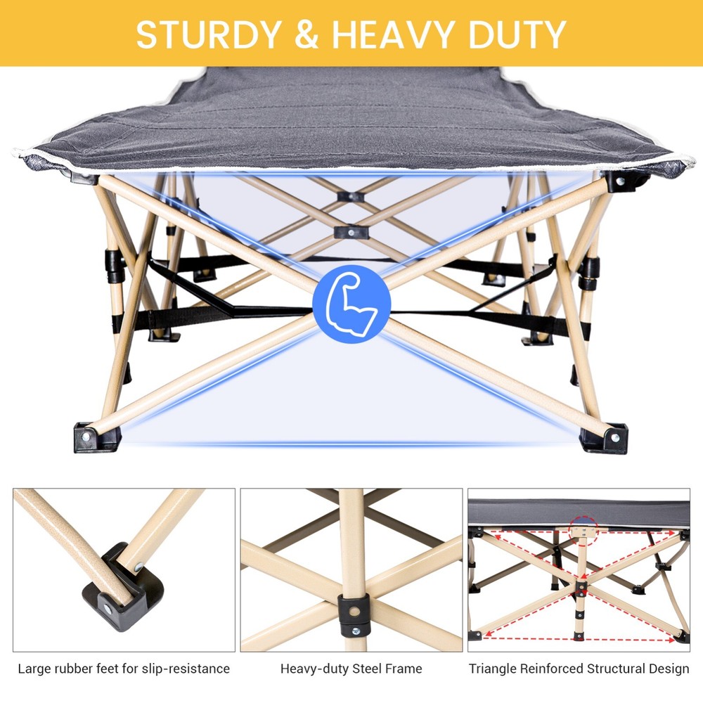 Portable Folding Bed Suitable Camping Cot, Folding Bed Camping Cot, Grey
