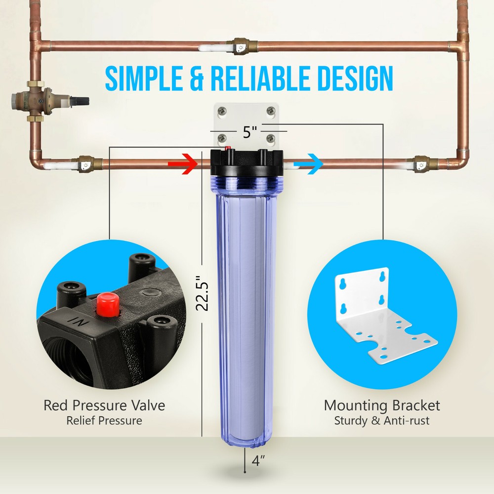 20" x 2.5" Clear Standard Whole House Water Filter System with Sediment Filter