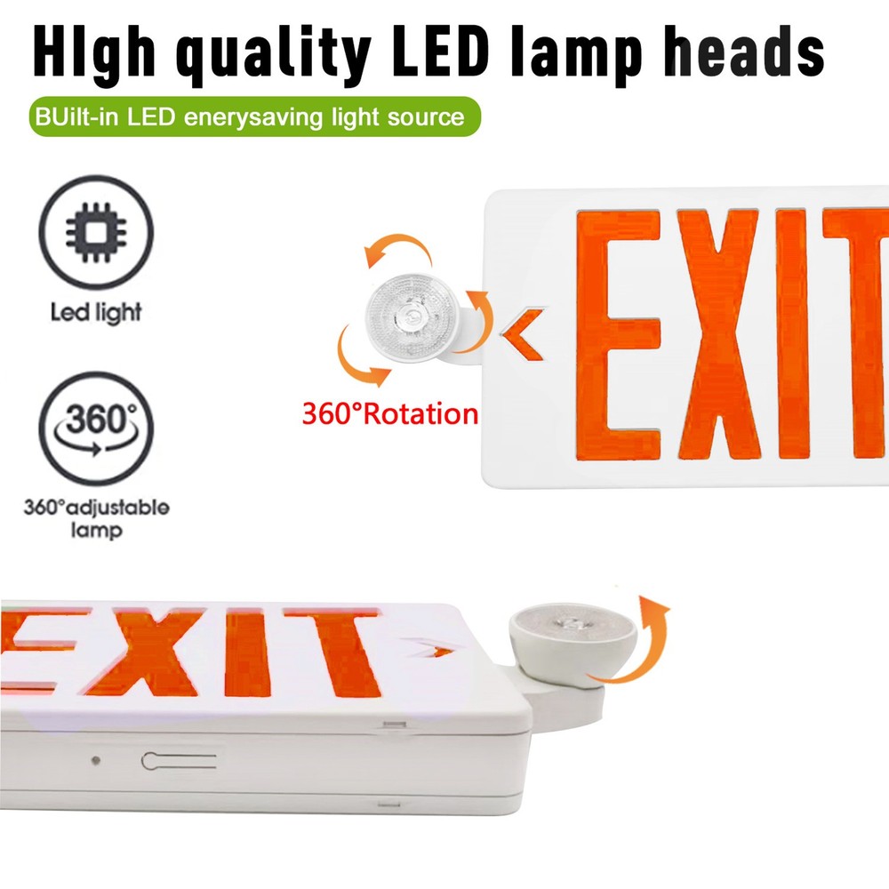 2Pack Red LED Exit Sign,UL-Listed Emergency Light -Dual Lamp ABS Fire Resistance