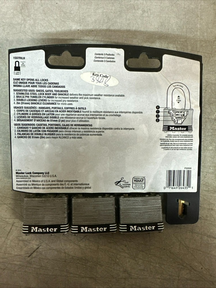NEW Master Lock 3pack Key Code 3946 PN: 1SSTRILH