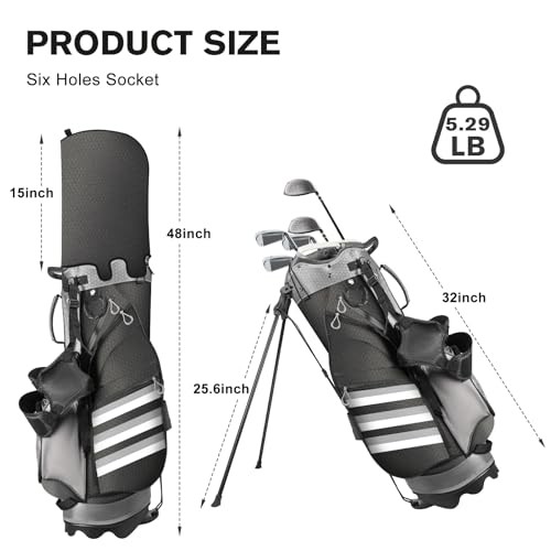 Golf Stand Bag with Dual Strap System, 14-Way Divider, Thick Padded Shoulder