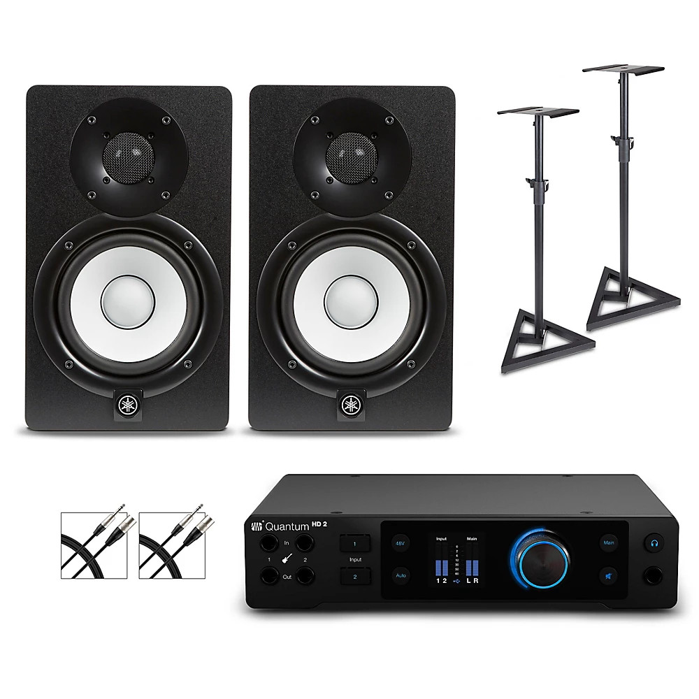 PreSonus Quantum HD2 Audio Interface w/Yamaha Studio Monitors/Cables/Stands HS5