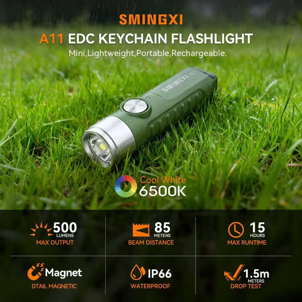 A11 Rechargeable Keychain Flashlight -Pocket Mini Flashlight,Key-Chain 500 High